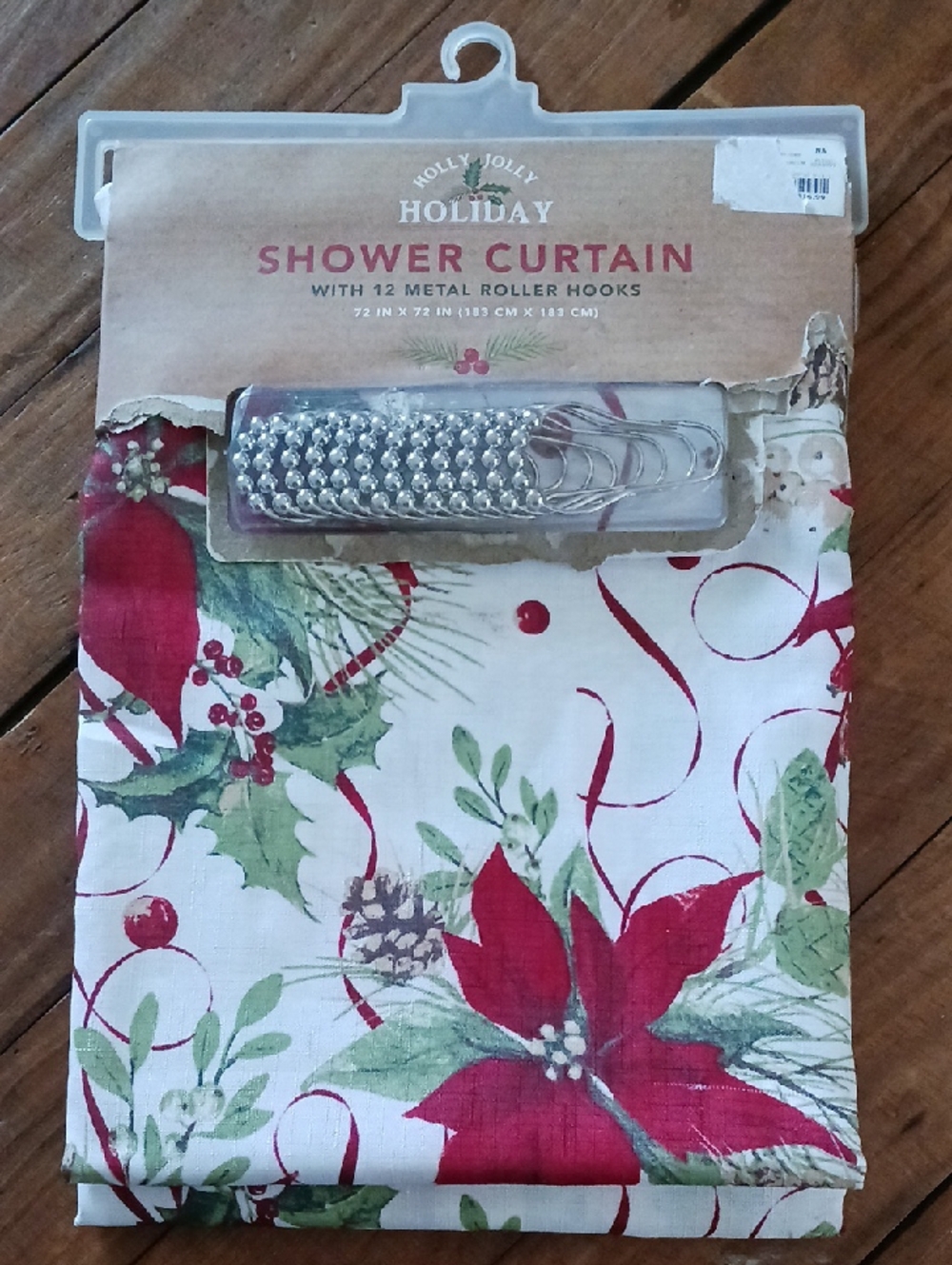 Holiday Poinsettia Shower Curtain 72" X 72'
